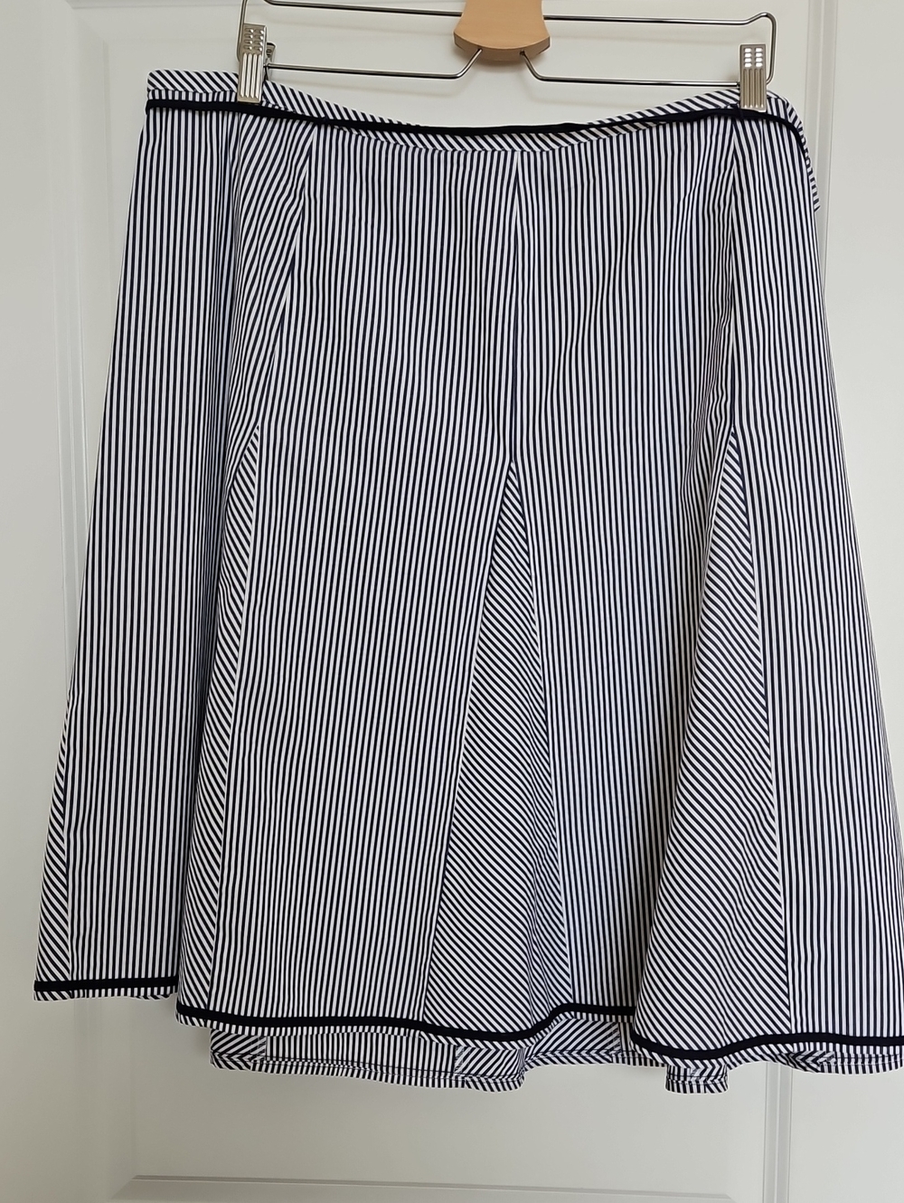 Talbots Navy and White Striped A-Line Skirt